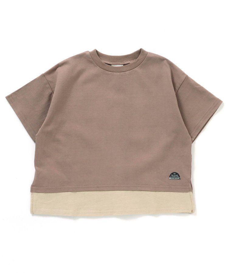 日本 BREEZE - 寬鬆版型背後設計短袖上衣-淺卡其