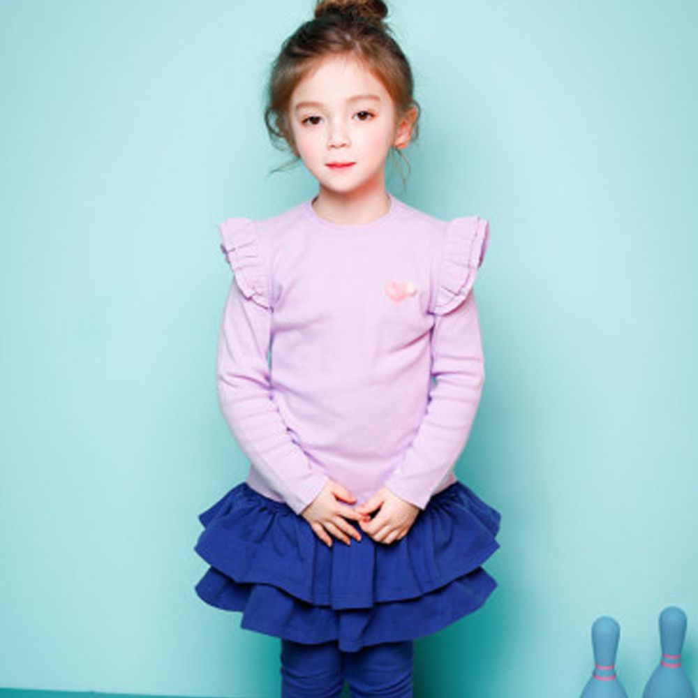 韓國 Jelispoon - 雙層荷葉袖上衣-紫