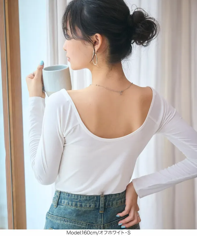 日本 Kobe Lettuce - ＋5度C 發熱機能前後2way深領內搭衣-黑