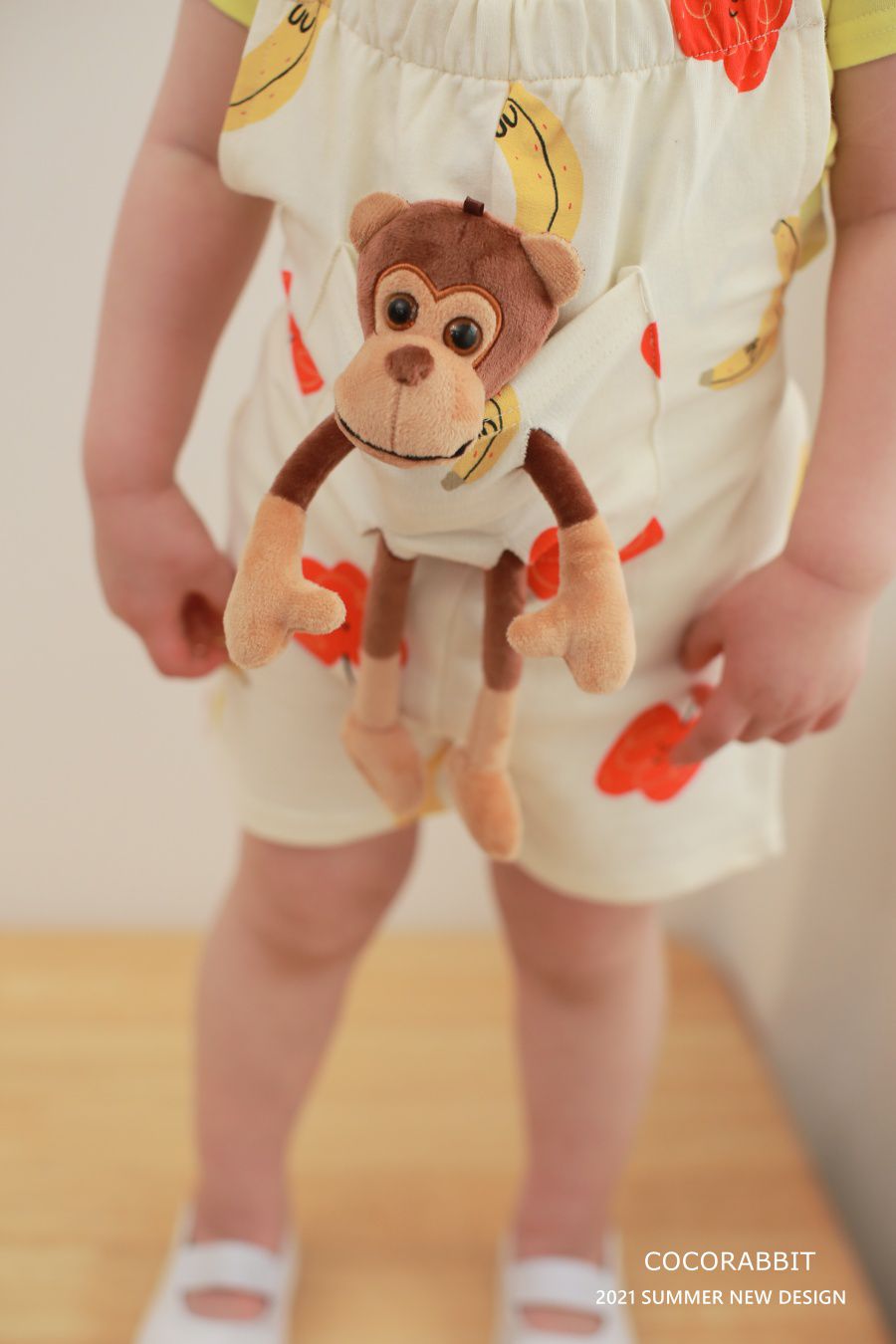 韓國 Coco Rabbit - 猴子娃娃吊帶褲-象牙白