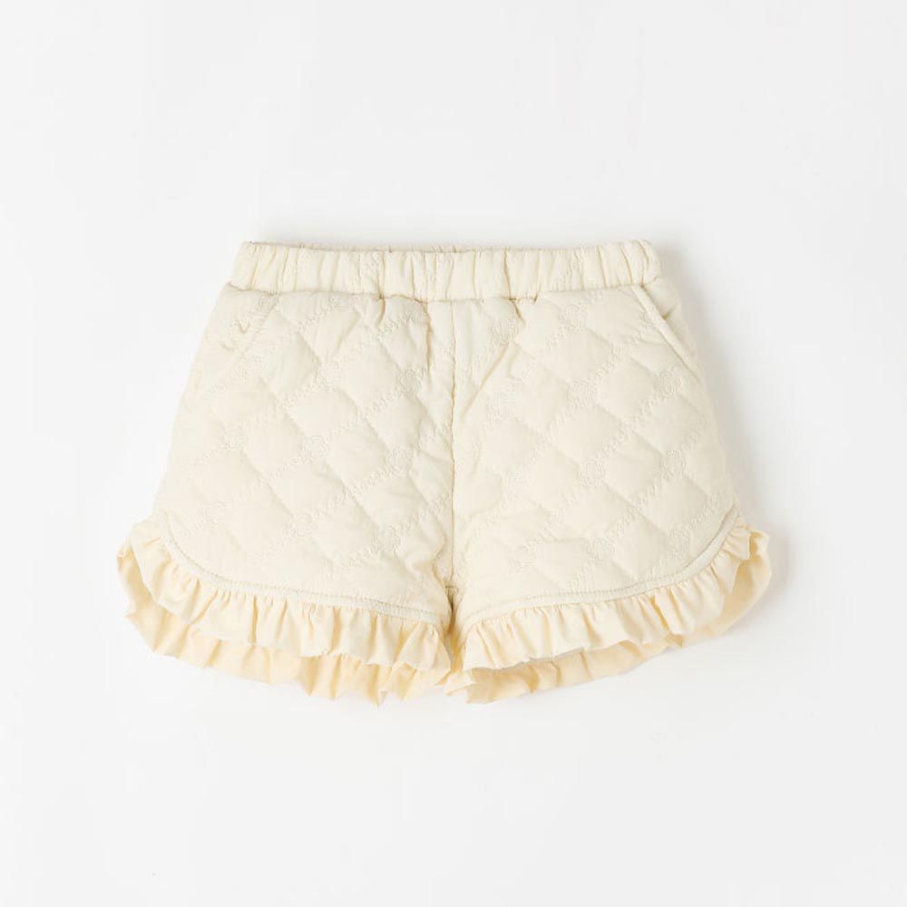 韓國 OZKIZ - 菱形縫線紋冬季保暖短褲-米白