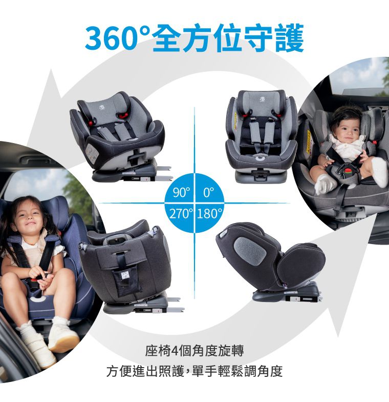 德國適德寶0-12歲ISOFIX支撐腳汽座-金屬黑-贈遮陽頂蓬+皮椅保護墊