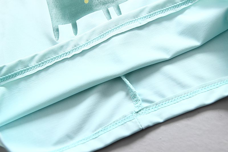 男寶短袖泳裝套裝(附帽子)-微笑恐龍-淺藍+綠