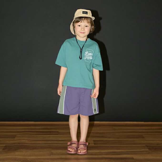 日本 b-ROOM - 輕盈尼龍側邊線條短褲-靛藍