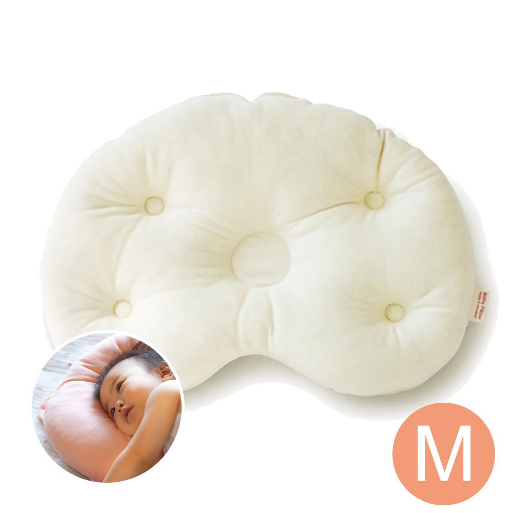 日本Makura - 【Baby Pillow】可水洗豆型嬰兒枕-象牙色(S/M) (M (長41 × 寬33 × 高8cm))