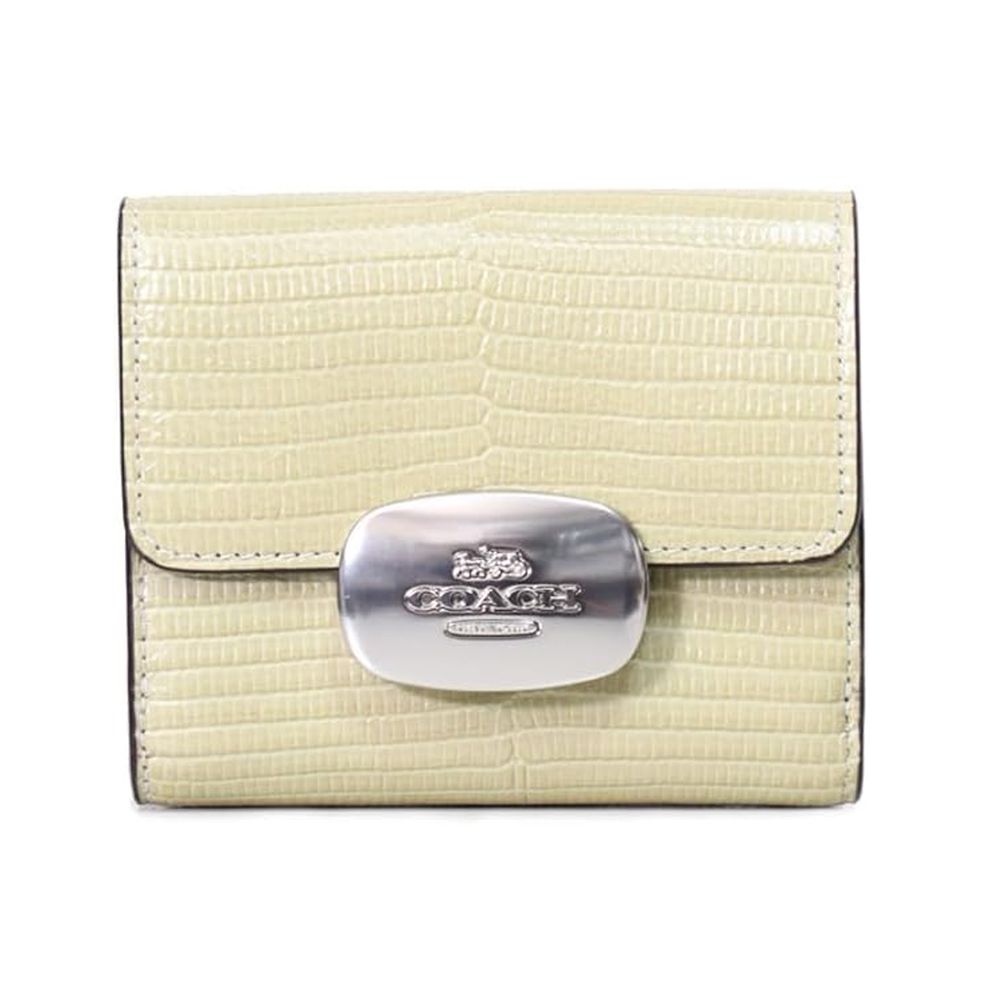 專櫃款鱷魚紋素色按釦短夾 (淺草綠)