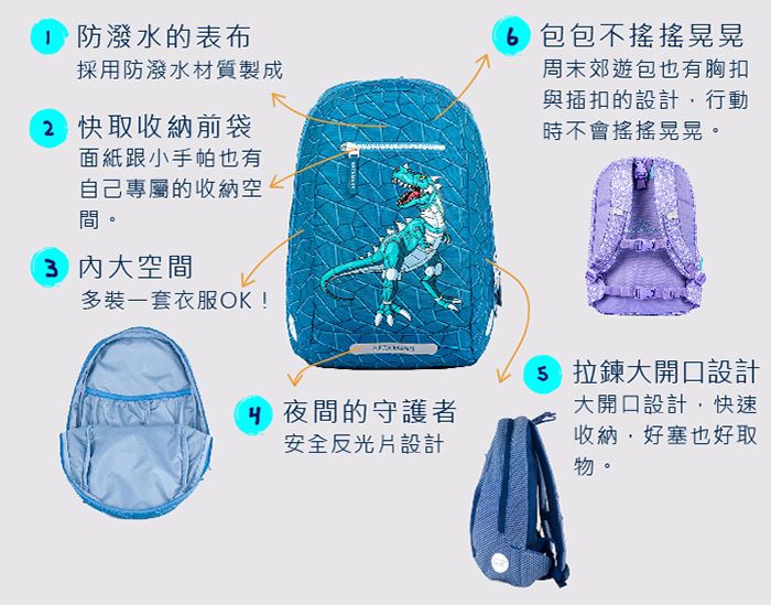 Beckmann - 【Beckmann】 兒童護脊書包 22L-侏儸紀世界 (24x18x42cm)