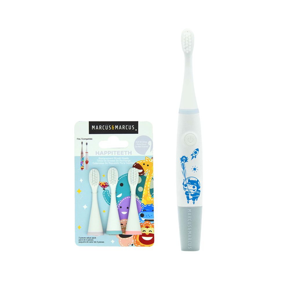 MARCUS＆MARCUS - 兒童音波電動牙刷時尚2件組-藍(時尚電動牙刷+補充刷頭)
