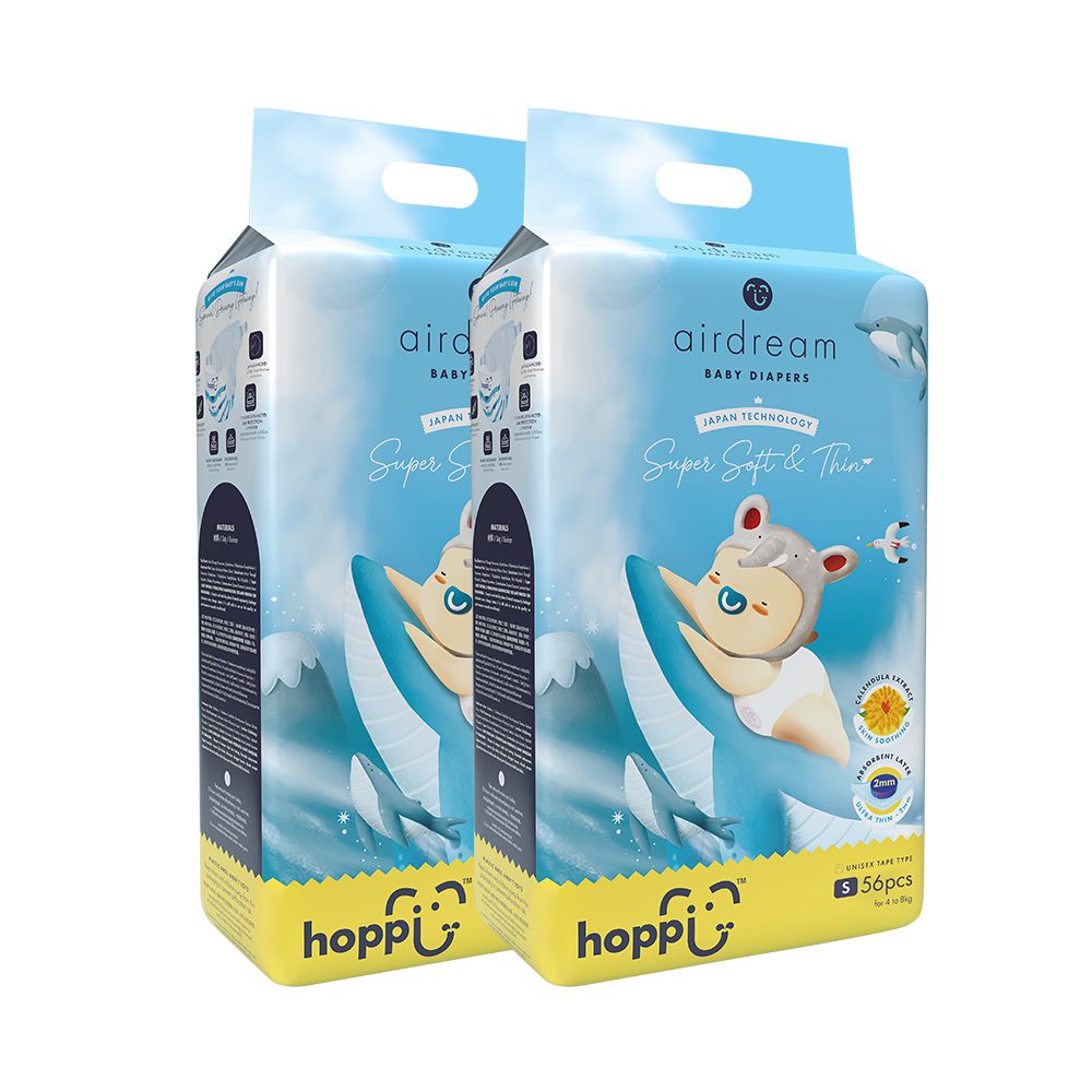 airdream 輕薄系列嬰兒尿布－黏貼型(S)－56片－2袋