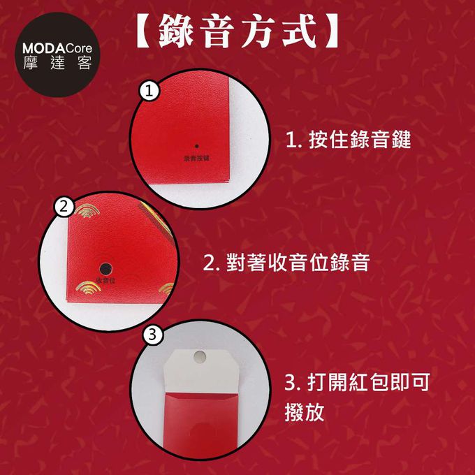 MODACore 摩達客 - ◉春節開運招財◉高級燙金福氣獅頭精緻錄音紅包袋單入-語音祝福