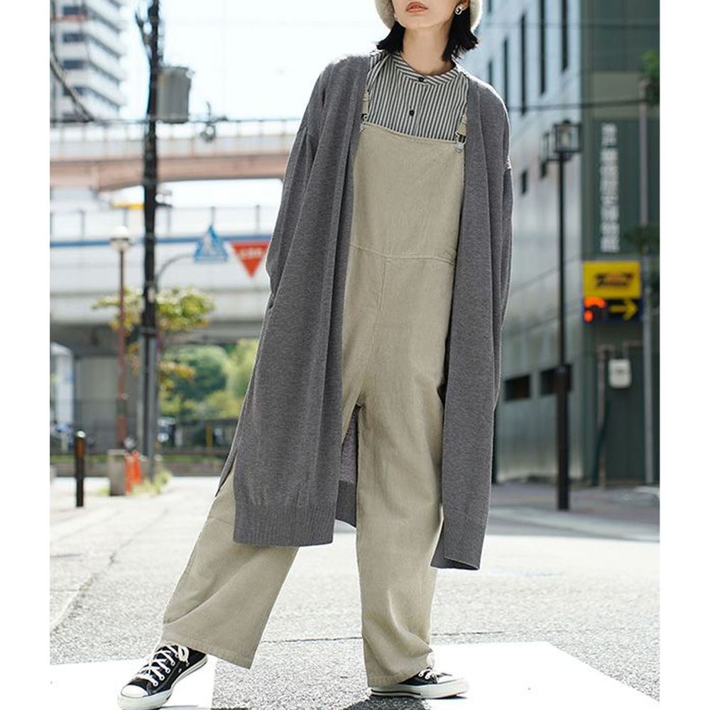 日本 zootie - Heatful發熱系 開襟長版薄針織外套-雜灰