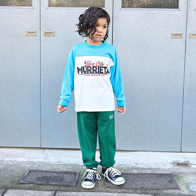 日本 b-ROOM - 彈性休閒素色運動風長褲-米杏