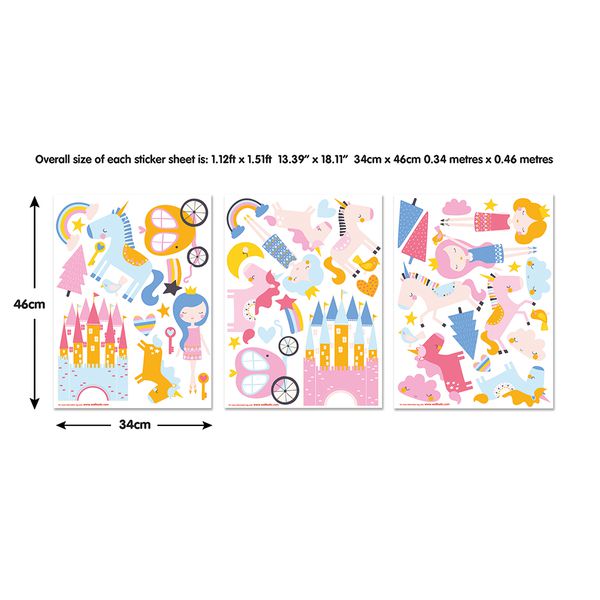 英國 Walltastic - 童趣壁貼-獨角獸-48張貼紙
