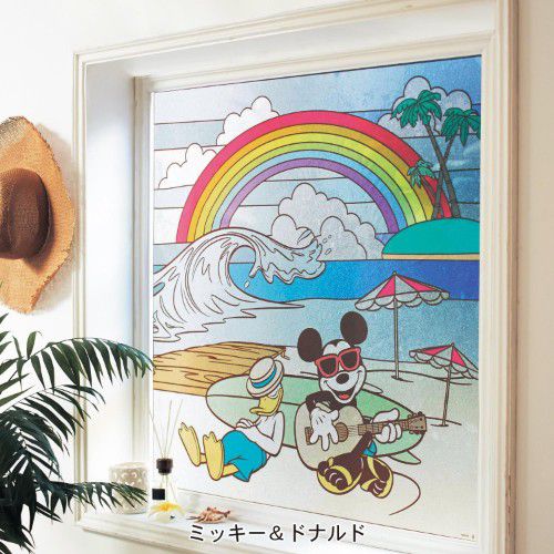 日本千趣會 - 迪士尼 日本製 90%抗UV光影窗貼(靜電式)-米奇與唐老鴨度假 (90x90cm)