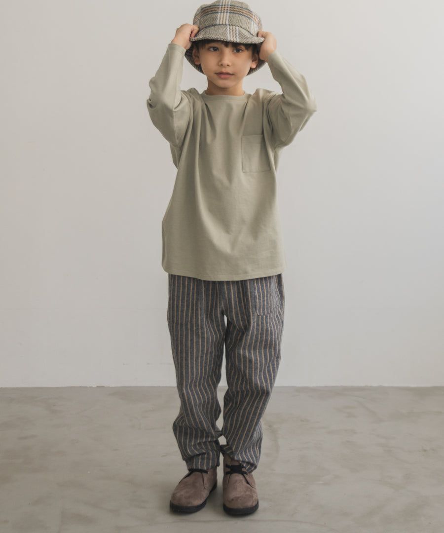 日本 PAIRMANON - 柔棉100% 圓領薄長袖上衣-刺繡美式漢堡-軍綠