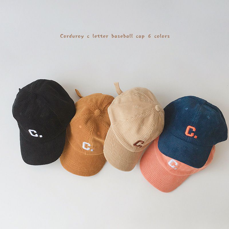 字母燈芯絨棒球帽-橘粉色 (50-52CM(建議3歲-6歲))