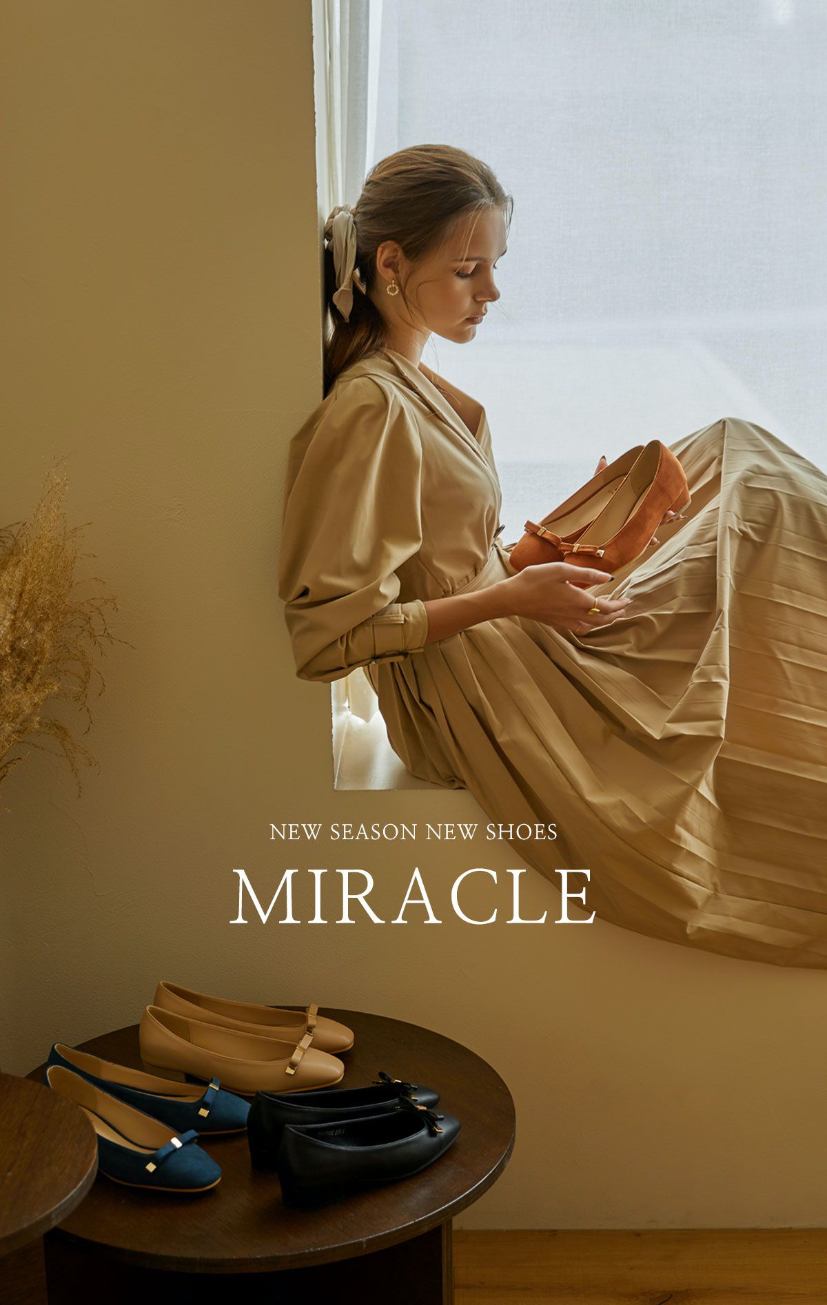 韓國 PINKELEPHANT - 低調蝴蝶結低跟包鞋(3cm)-絨面-藍綠