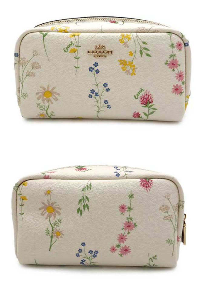 COACH - 印花皮革拉鍊化妝包-花卉