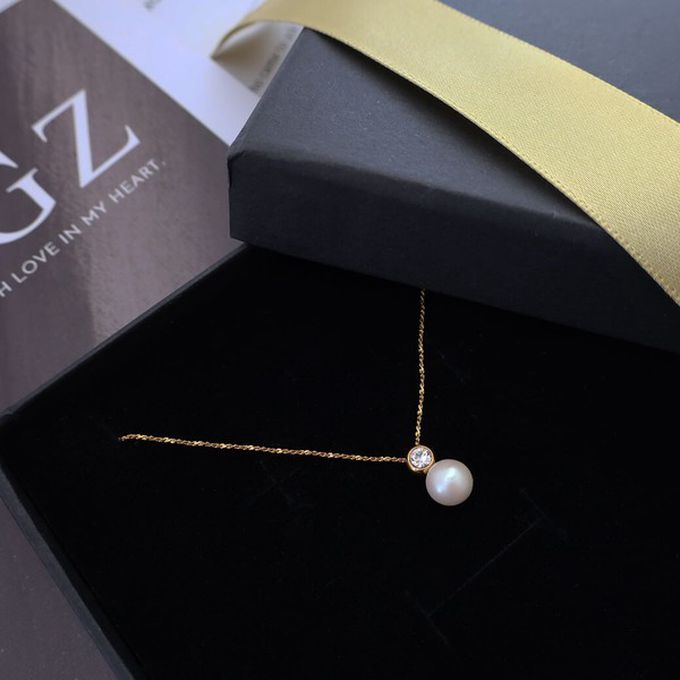 日本 Melody Accessory - 日本製 葫蘆形寶石珍珠疊搭項鍊-銀