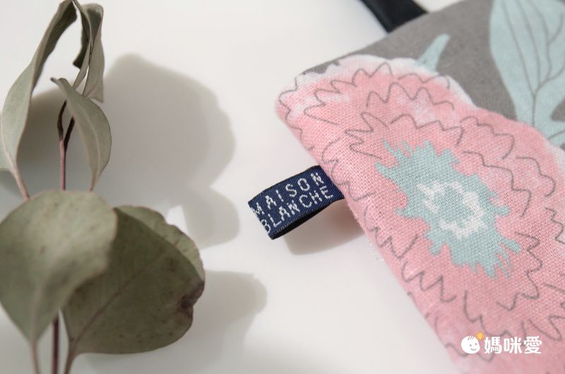 日本 Maison Blanche - 日本製 棉麻手提小包-芍藥-粉 (23x24cm)-提把黑