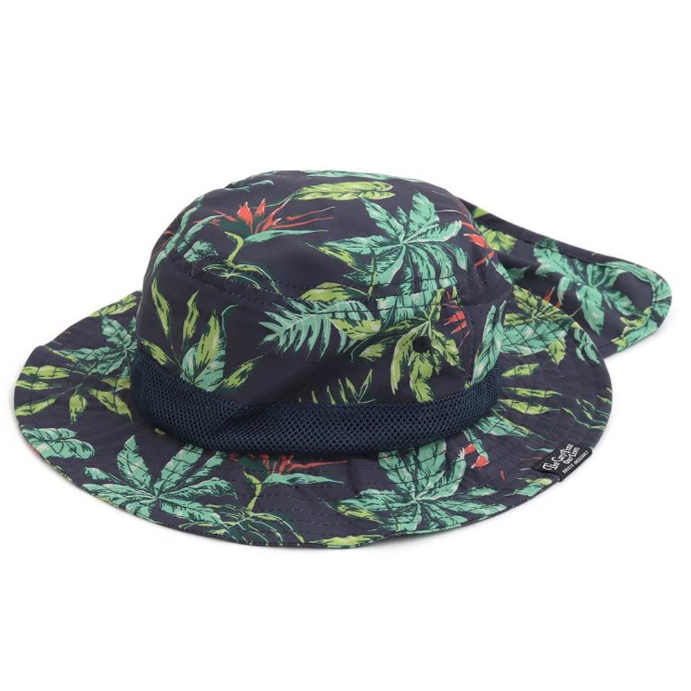 日本 BREEZE - 抗UV 後頸可收納遮陽帽-棕櫚葉-綠系