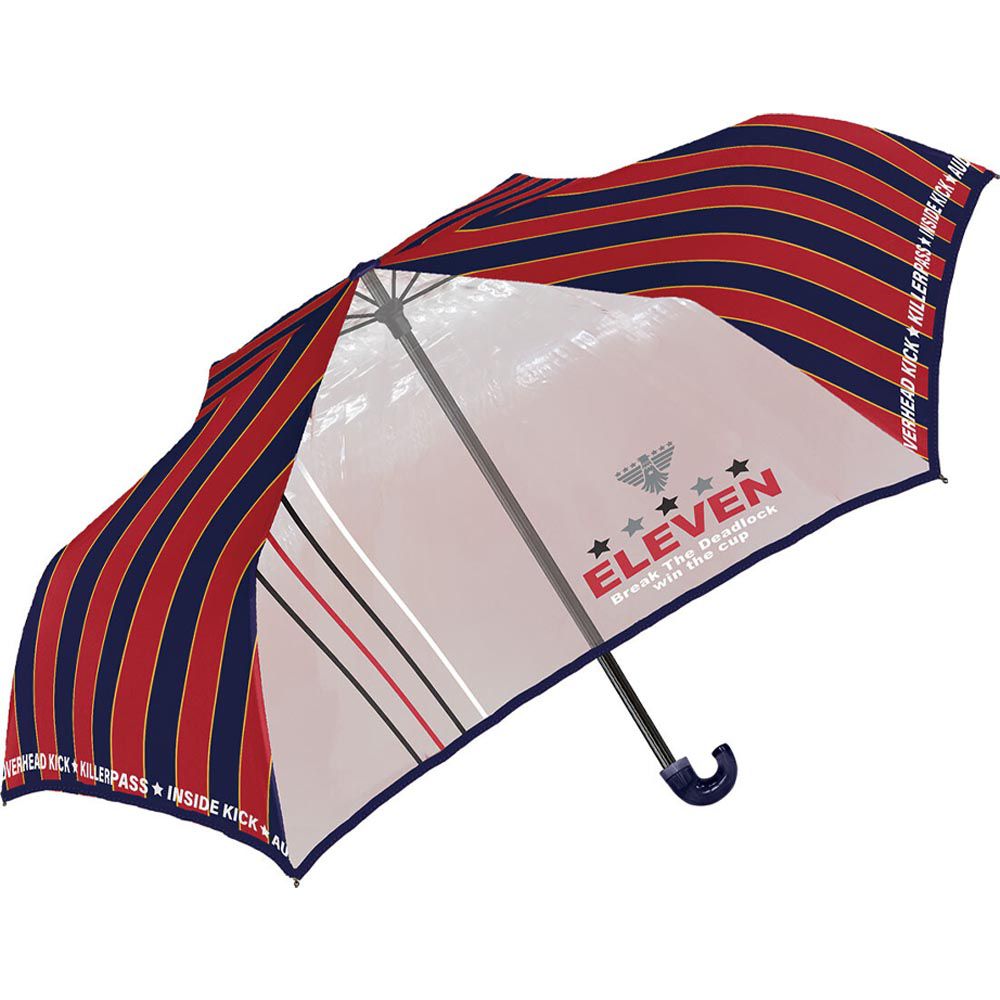 日本中谷 - 輕量透明窗兒童雨傘/折疊傘-帥氣條紋-黑紅 (50cm(身高115-125cm))