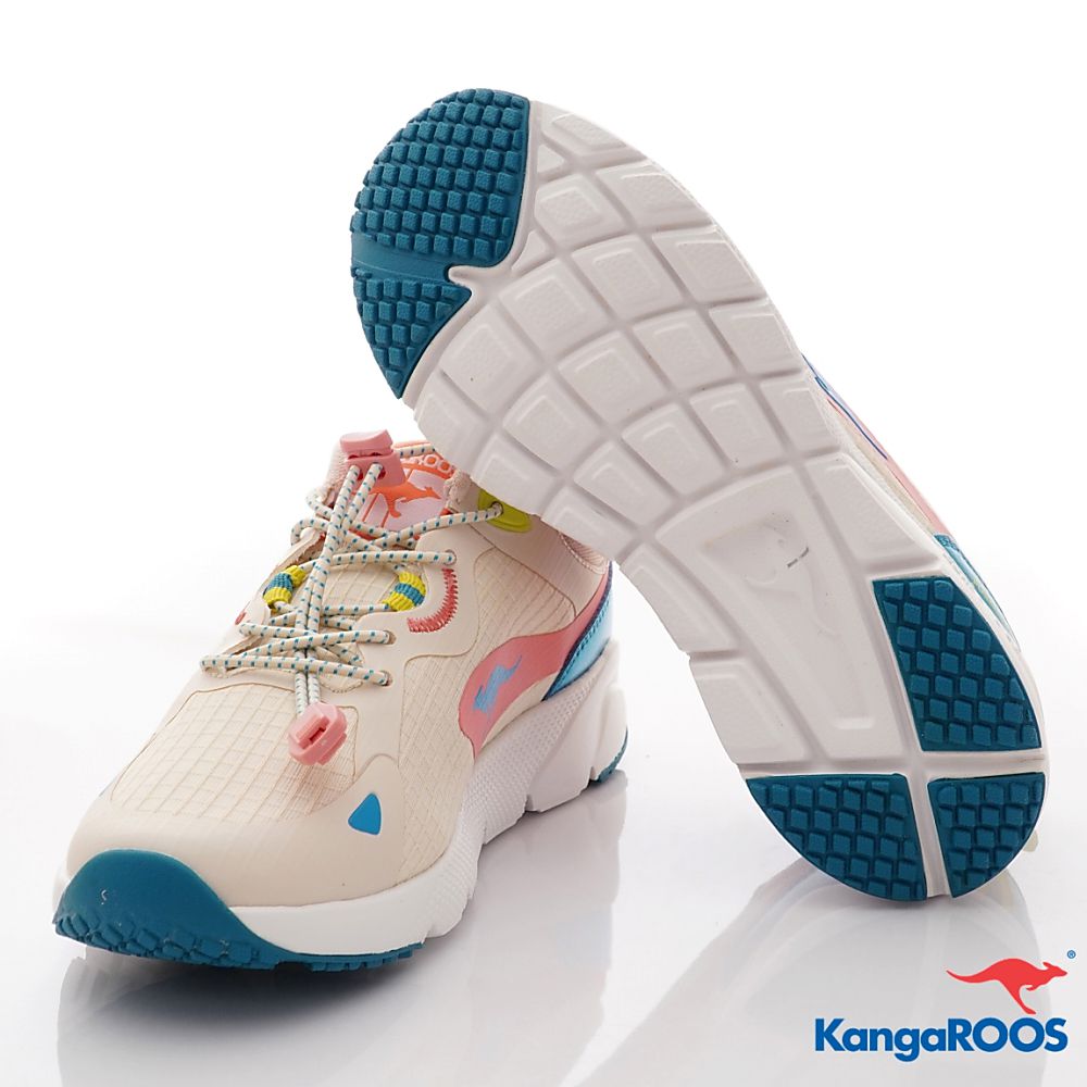 KangaROOS - 美國袋鼠鞋女段束口設計 防潑水跑鞋-運動鞋-米