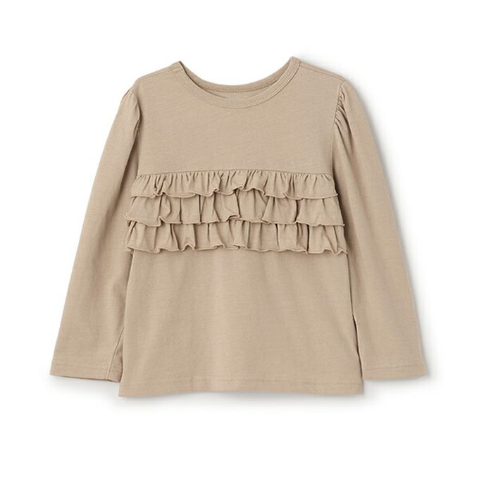 日本 Lycee mine - 100%棉 前後兩穿荷葉邊長袖上衣-淺紫