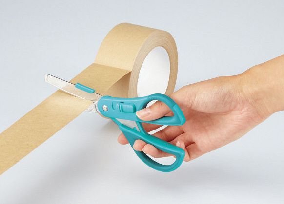 日本文具 KOKUYO - 2WAY附開箱刀片機能剪刀-藍