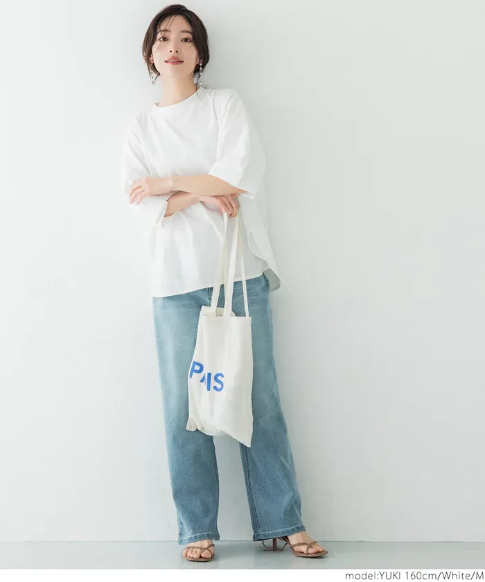 日本 COCA - 100%美國棉 落肩寬袖上衣-米白