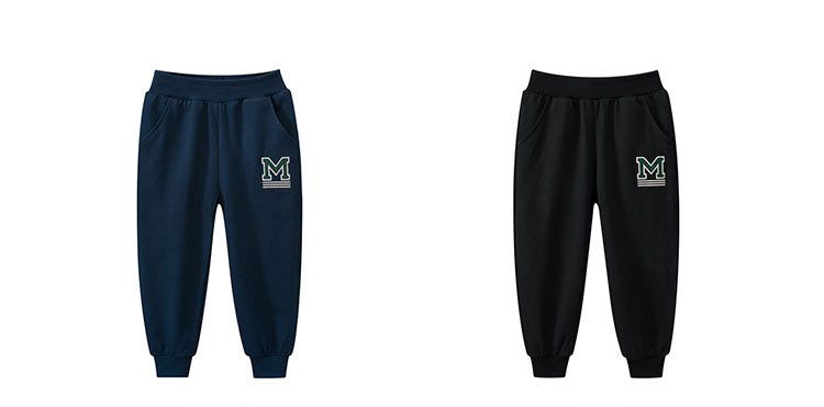 純棉長褲-英文字母M-灰色