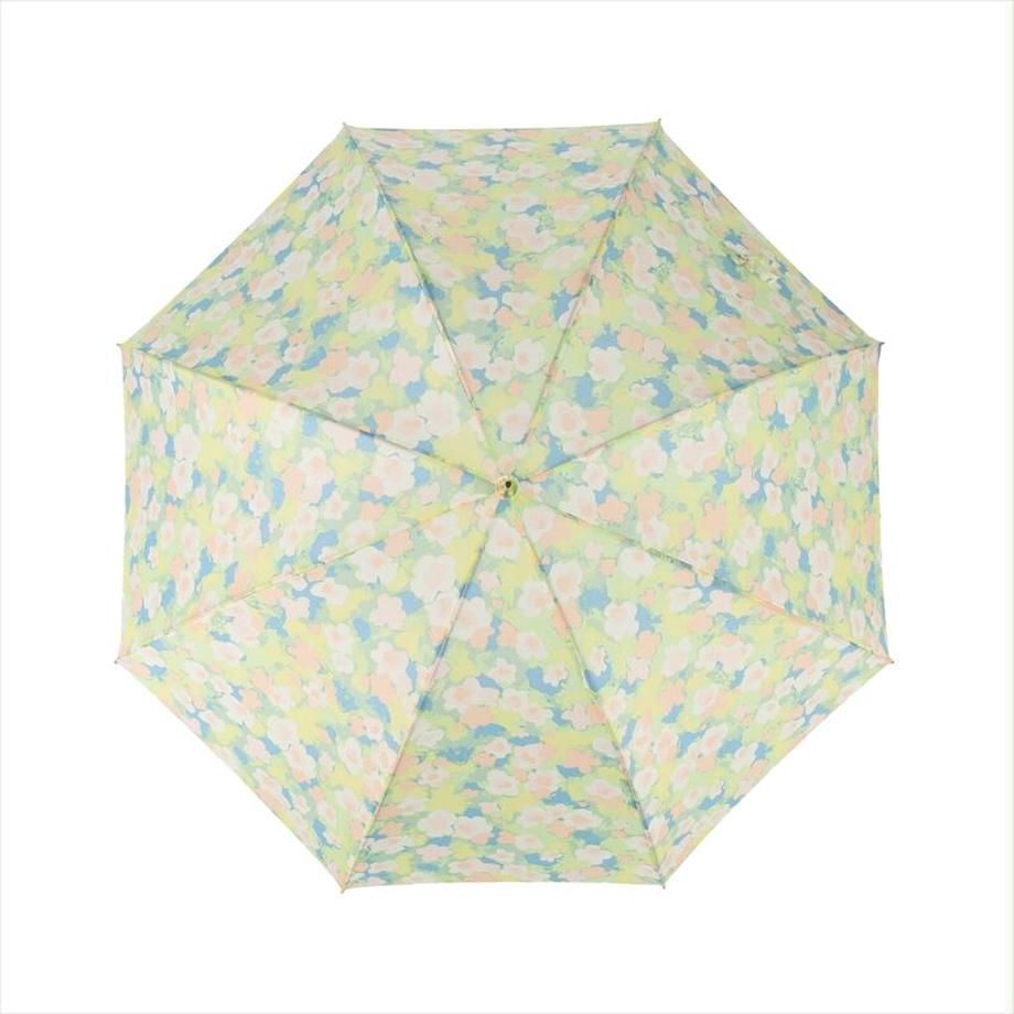 日本 nifty colors - 抗UV輕量 晴雨兩用J型手把直傘-春日綻放-藍綠 (直徑90cm/244g)