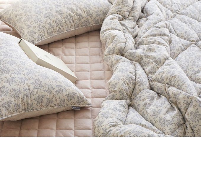 韓國 Nubizio - 超細纖維單面毛絨/防塵款棉被組-MARSHELL花草線條 (雙人：190X210cm)