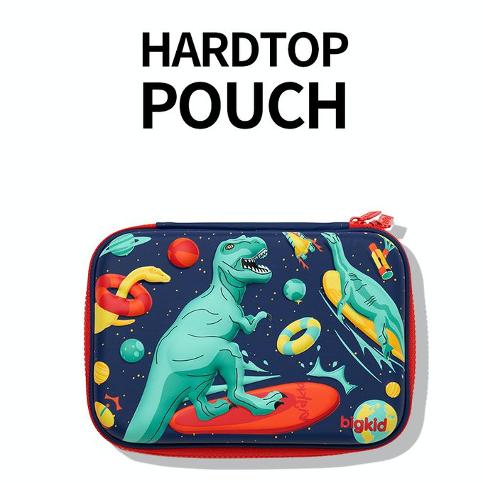 韓國 bigkid - 寬版雙拉鍊大開口鉛筆盒-衝浪恐龍 (22*15*5cm)