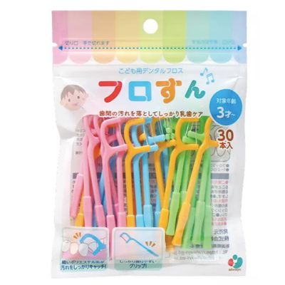 akachan honpo - 色彩繽紛幼童用牙線棒3歲～-30入