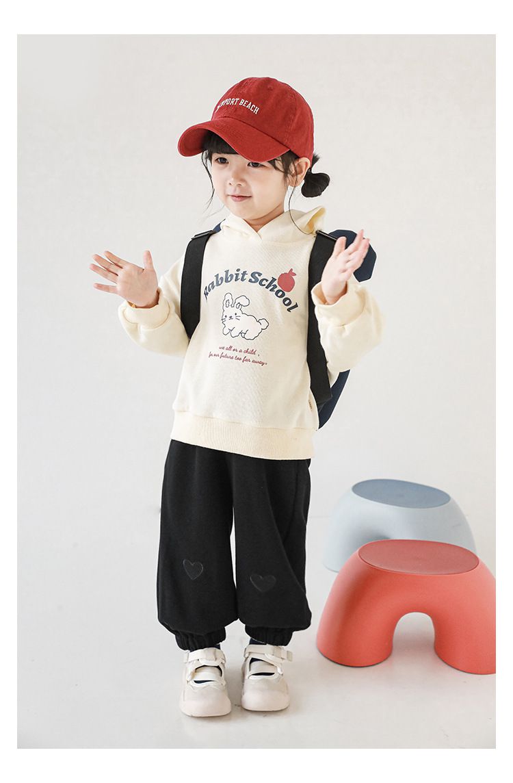 腰鬆緊百搭休閒束口長褲-愛心-粉色