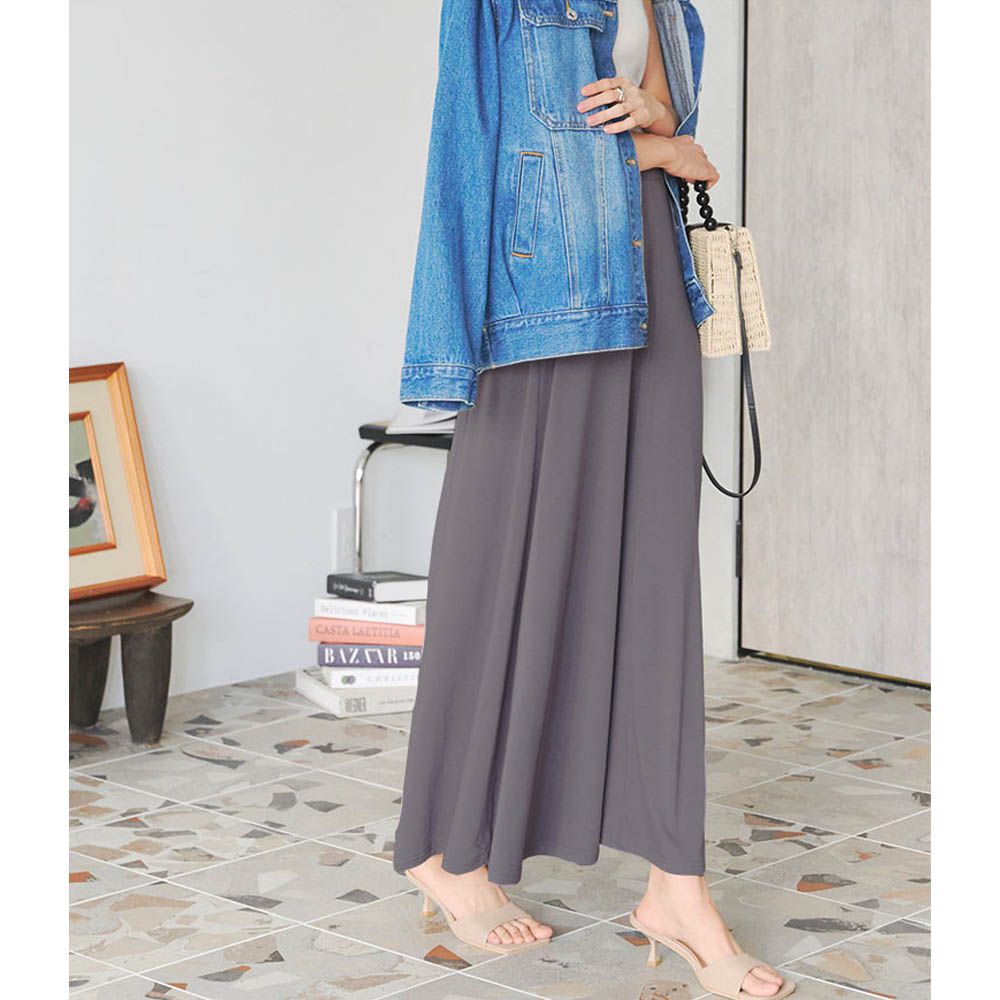 百搭透氣飄逸修身長裙-(可選長度)-石墨灰