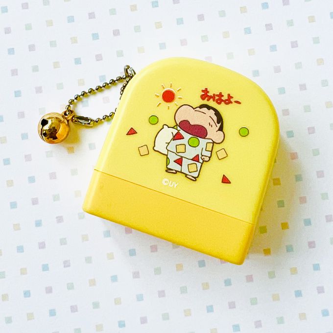 可愛卡通印章 - 彩盒連續章-蠟筆小新－睡衣小新(外殼黃)-紫 (3x1cm)