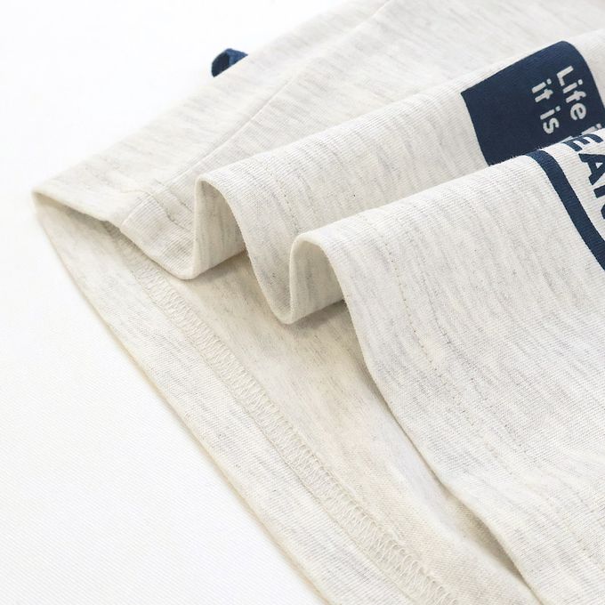 日本 ZOOLAND - 海洋印花短袖上衣-鯨魚口袋-淺灰