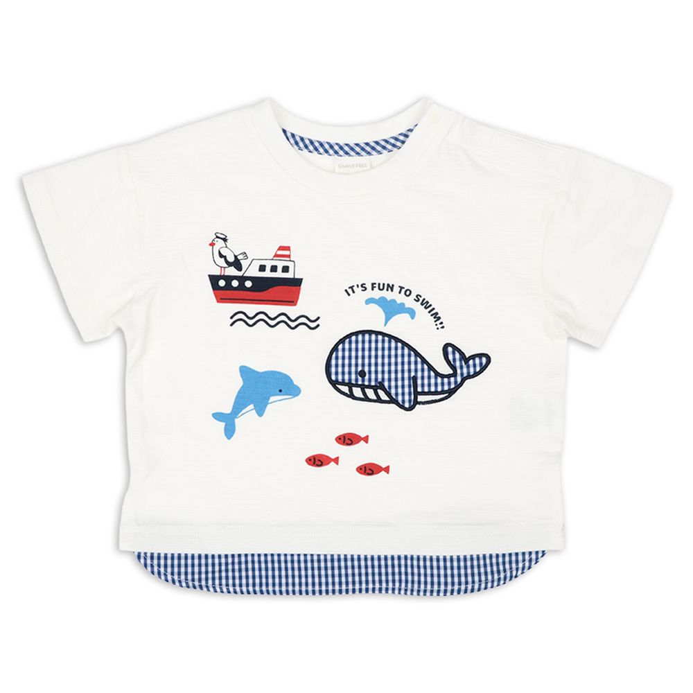 短袖T恤-網眼天竺布-米白色