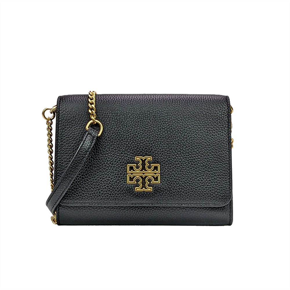 TORY BURCH - 雙T-LOGO皮革斜背包 (黑)