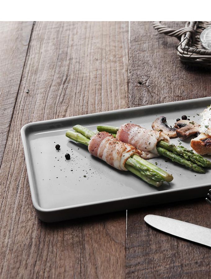 韓國 SSUEIM - LEED系列莫蘭迪陶瓷長方形淺盤L (白色)