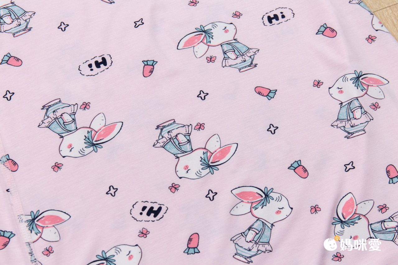 莫代爾涼感女寶連身睡裙/家居服-萌萌小兔-粉色