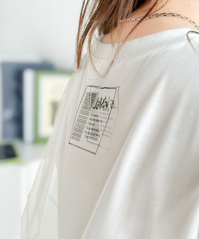 日本 Classical Elf - Java 薄紗分層法式袖上衣-背標籤印花-白