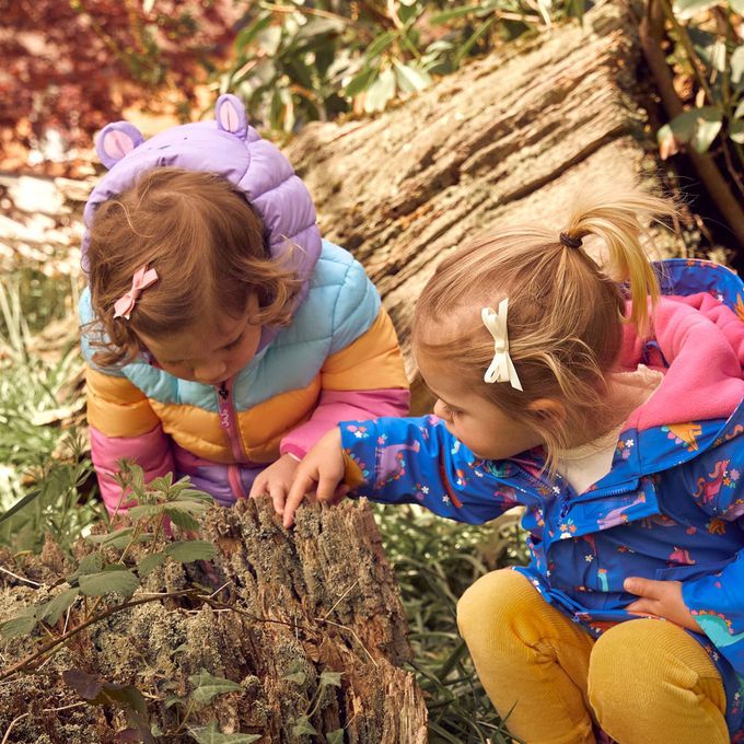 英國 JoJo Maman BeBe - 幼/兒童鋪棉蓬鬆保暖羊羔絨外套-彩虹萌鼠