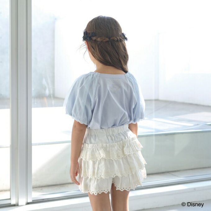 日本 Lycee mine - 閃耀冰雪公主薄紗泡泡袖上衣-水藍