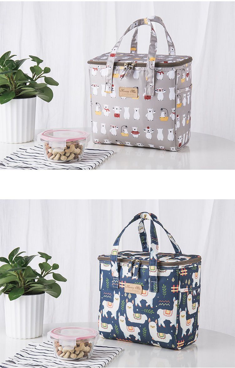 文青手提超輕量保溫防水野餐袋-粉紅兔兔 (25*23*16cm)