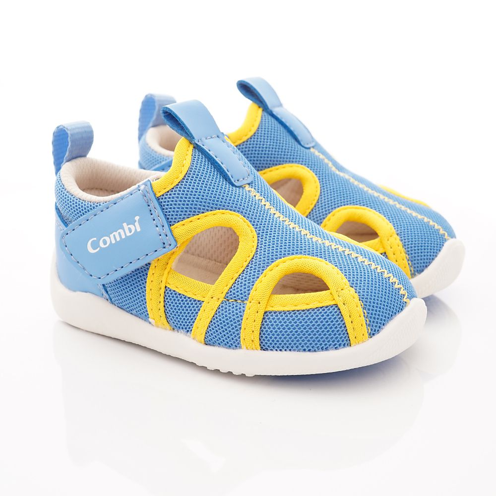 日本 Combi - 機能童鞋/學步鞋-護趾透氣學步涼鞋(寶寶段)-藍
