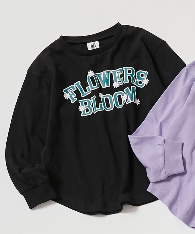 日本 devirock - 100%棉 女孩印花圓弧長袖上衣-鬆餅菜單-白