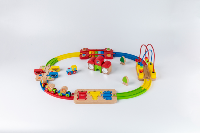 德國 Hape - 彩虹音樂木製軌道玩具